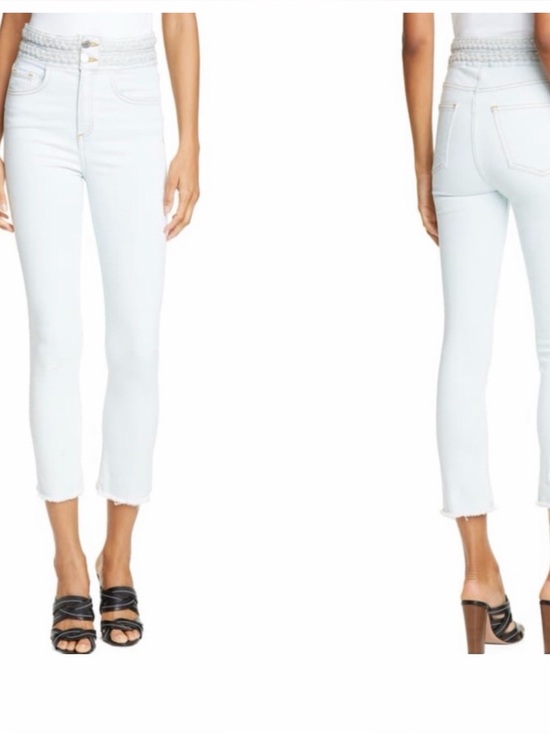 Veronica Beard Denim - Veronica Beard Carly Braided Waist Cropped Flare Jeans Light Wash Size 27